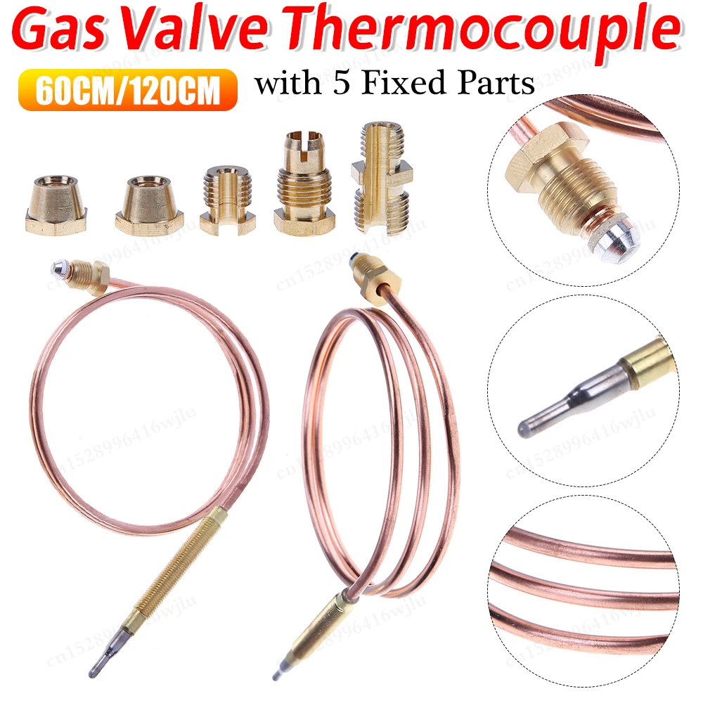 

1/2 шт. универсальный газовый термопарный клапан 60/120 см камин замена термопары для горячей воды котел чайная урна с 5 фиксированными деталями