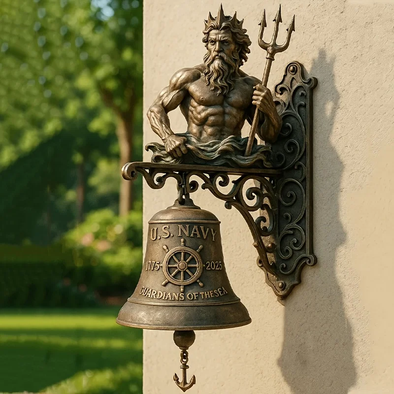 Poseidon Doorbell US Navy Doorbell Outdoor Statue Ornaments for Hallways and Doorways Room Decor Aesthetic Wall Decor