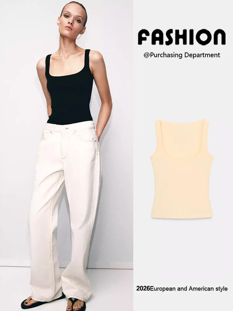 

Футболка без рукавов с круглым вырезом Slim Fit, новая летняя коллекция, разноцветные варианты, модная универсальная женская одежда
