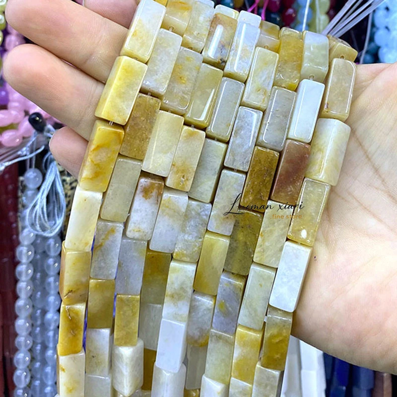 Natural Stone Cuboid 8x20mm Brown Grain Color Jasper Loose Spacer Beads for Jewelry Making Diy Bracelets Charms Accessories 15''