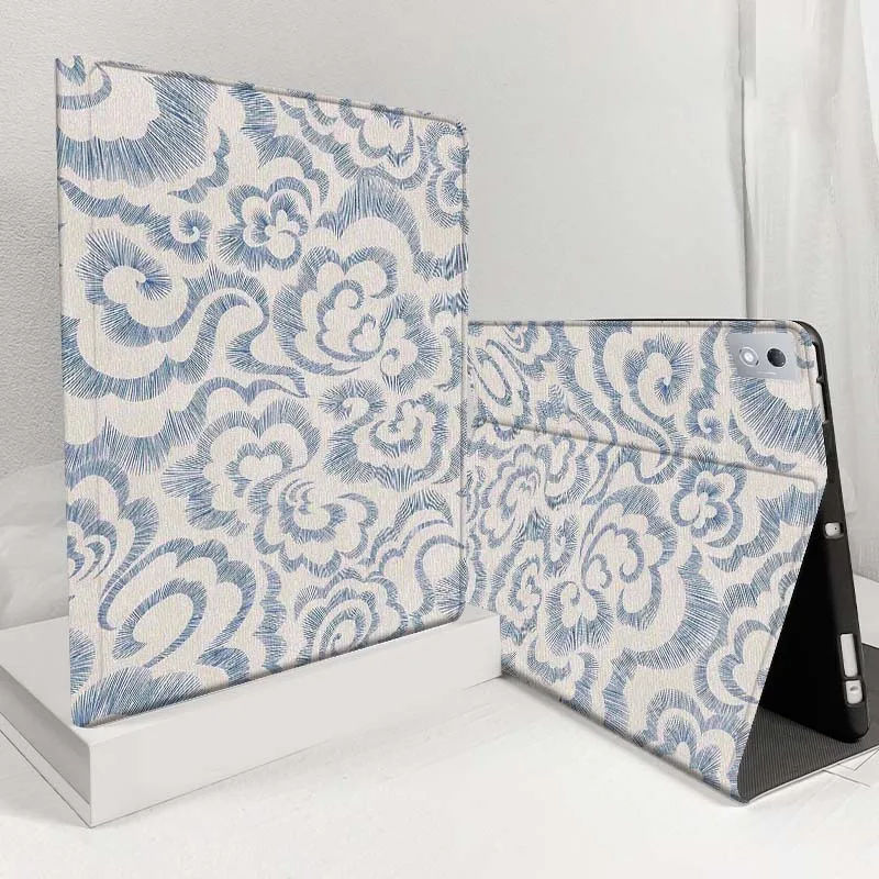 

Blue White Wave Pattern For Lenovo Pad Legion Xiaoxin Tab Y700 K10 M10 P11 3rd Pro GT Plus Gen 5G Tablet Case