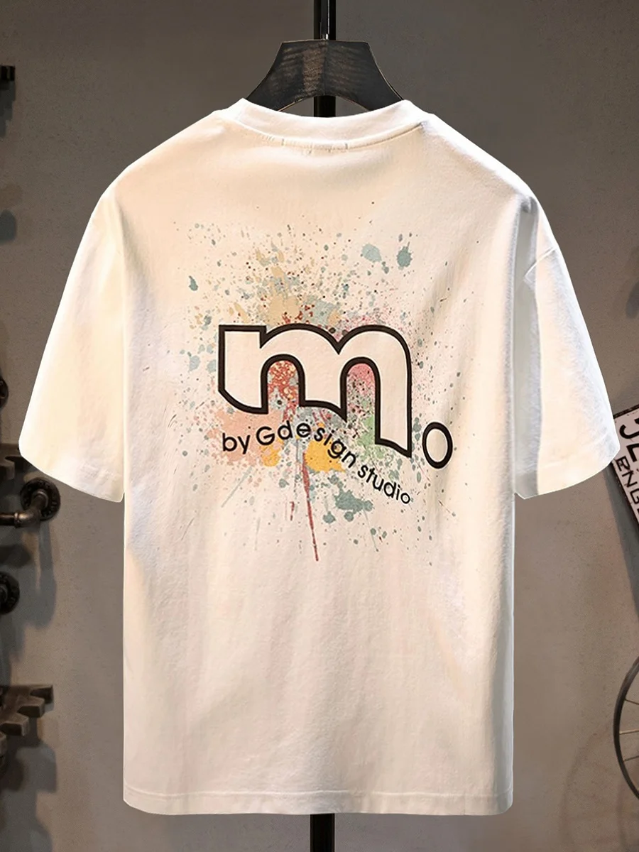 

Youth Casual Creative Print ort Sve Men's T-irt Breathable Comfortable Summer Cotton Polyester Blend round Ne Tee