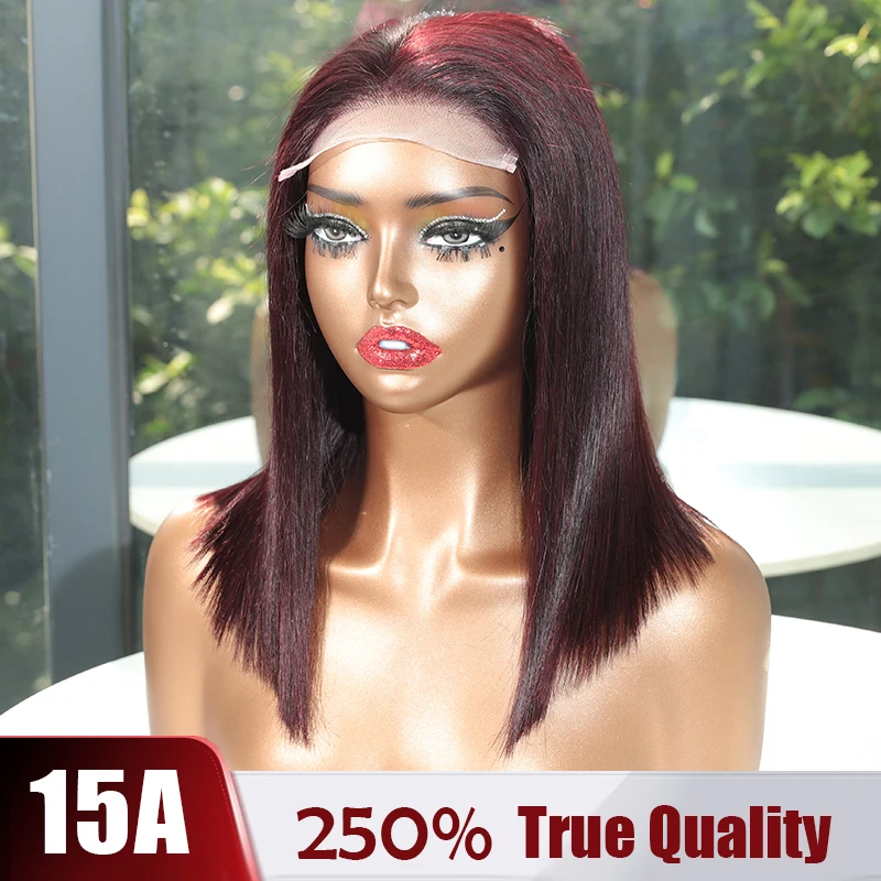 

5x5 бесклеевых кружевных париков # J99 Красный Бордовый Прямой Парик Парики Человеческих Волос Предварительно Сорванный Парик 2x6 Бесклеевые Парики Необработанные Вьетнамские Волосы 100%