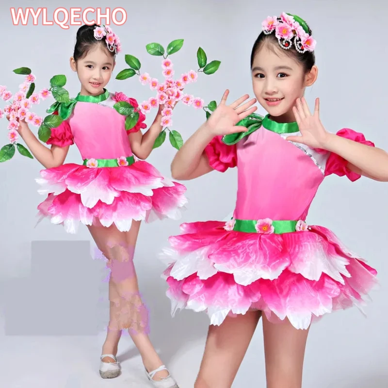 Contemporary Flower dancewear girls dance costume kids salsa dance dress of girl dance wear dancing dress of girl