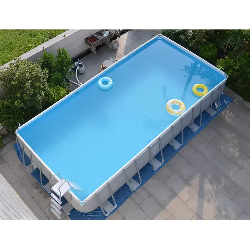 Top INTEX 26792 16FT X 8FT X 42IN Prism Rectangular Metal Frame Home Swimming Pool