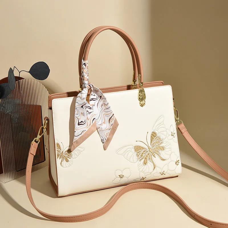 

Women's Handbag New Chinese Embroidery Temperament Mother Bag Large Capacity High-end Contrasting Color Women's Bag Tote Bag