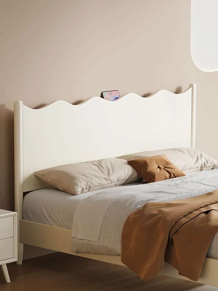 Custom-made solid wood bed white modern simple master bedroom double Nordic household 2m x2 m big bed storage box 1.8m.