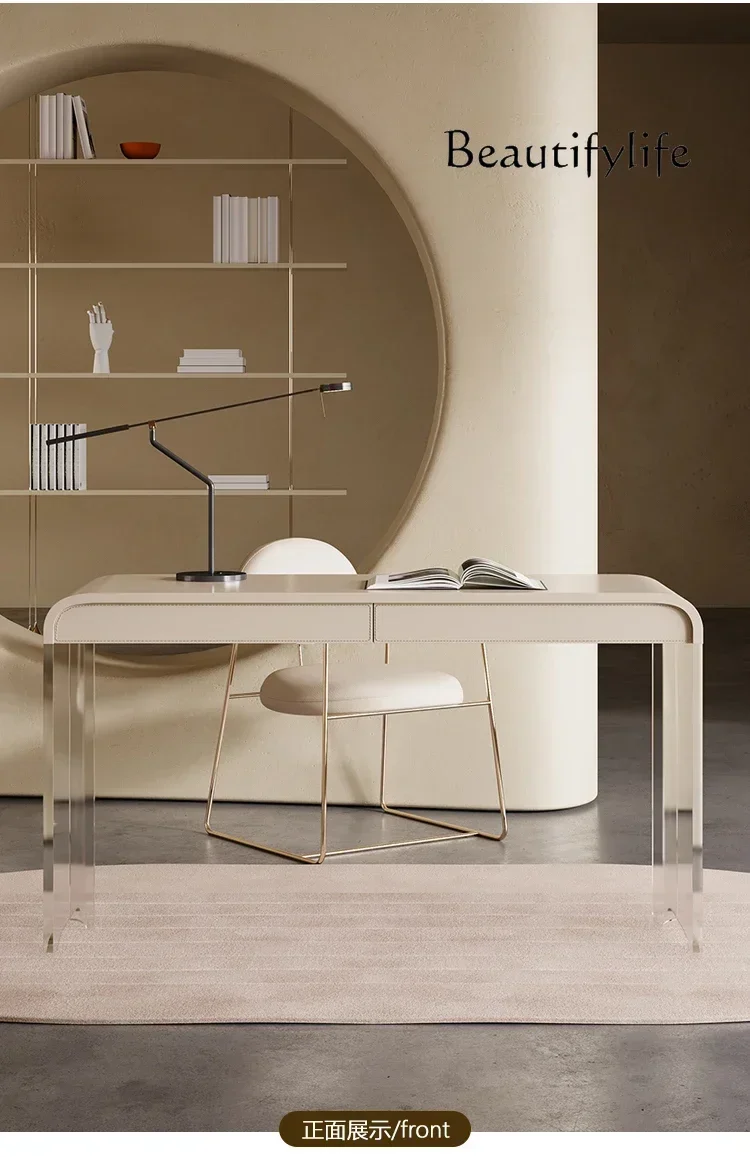

French cream retro style desk designer desk minimalist home acrylic suspension dresser writing desk