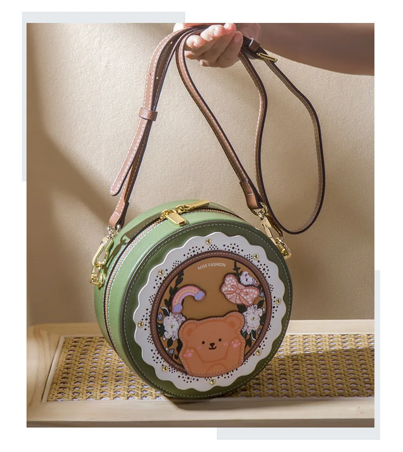 2026 New Handbag Crossbody Bag Cute Bear Boy Small Bags Give Girlfriend Small RoundBag Give Gift Bags Women's Bag