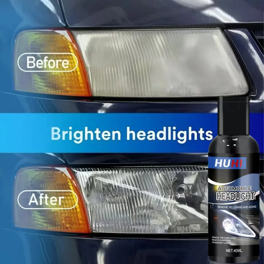 Car Headlight Restoration Polish - 40ml Anti-Yellowing Cleaner, Removes Scratches & Oxidation for Clear Headlight Lenses