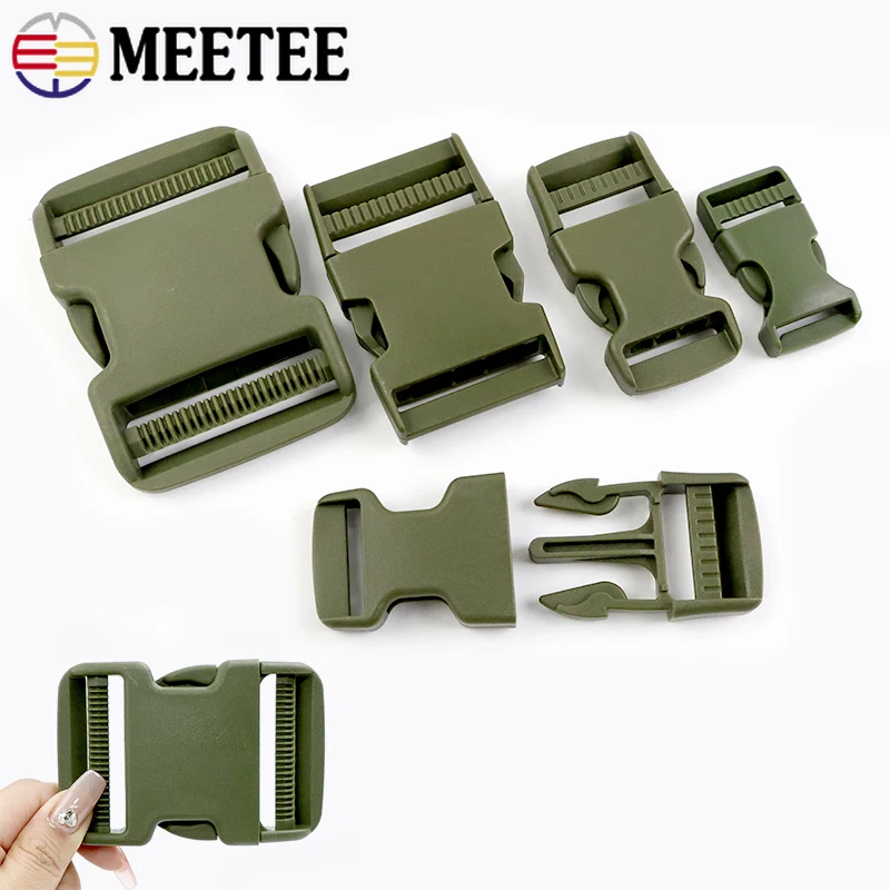 

2/5Pcs Plastic Buckles ArmyGreen Quick Release Clasp Backpack Tape Side Clip Buckle Safety Belt Webbing Adjuster DIY Accessories