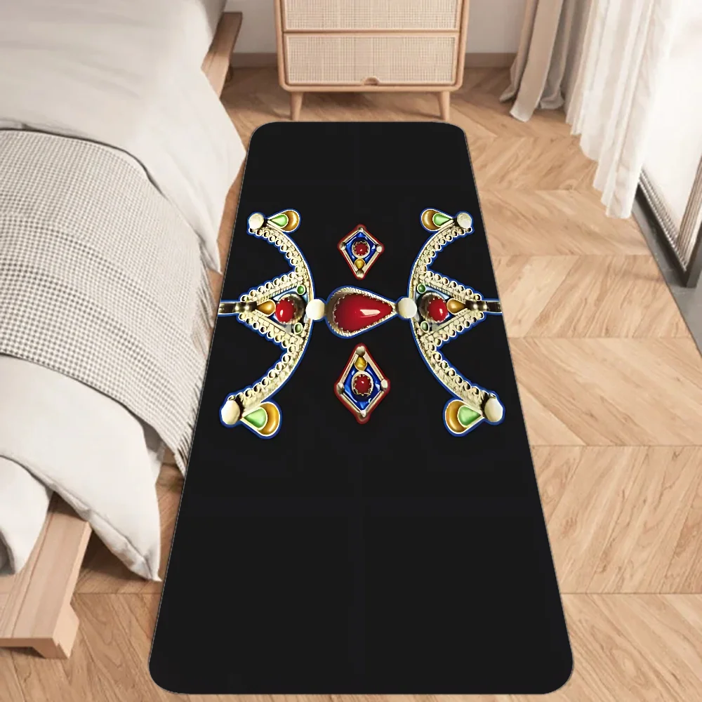 Kabyle Jewelry Floor Mat Graphic Printed Flannel Doormats for Bathroom Kitchen Entrance Carpet Home Decor