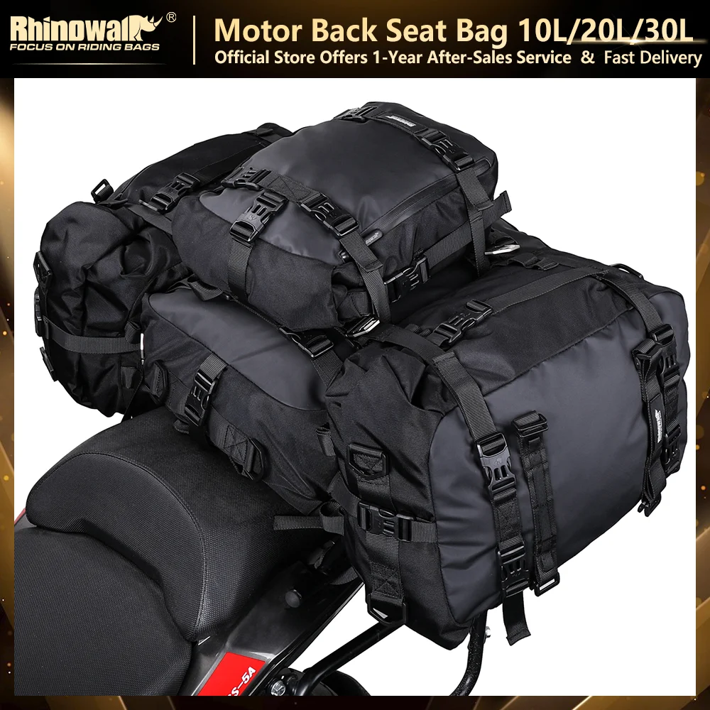 Rhinowalk  Motorcycle Bag Waterproof Inner Bag Saddle Bags Luggage 10L-20L-30L Tail Bag  Multi-function Outdoor Riding Backpack