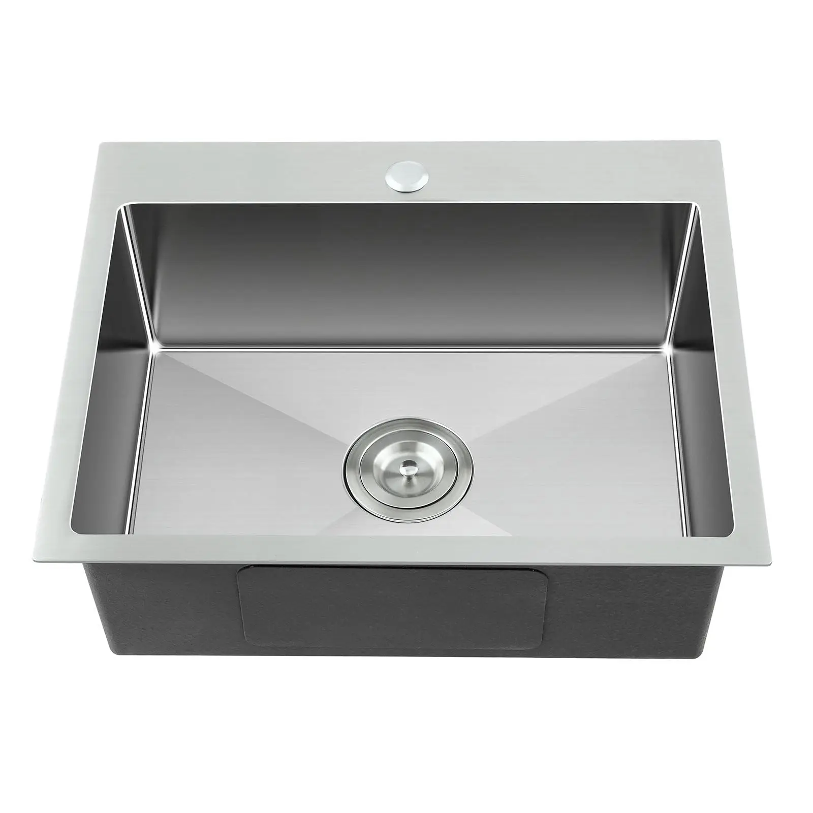 

Kitchen Sink Bar Sink 22x18x9" Topmount Brushed Steel Drain Drop In Ice Storage Household Durable 1 Hole