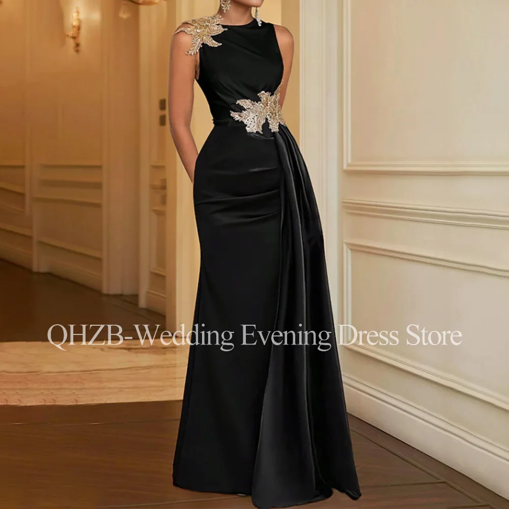 

Customized Elegant Black Evening Dresse for Special Occasions O-Neck Floor-Length Mermaid Women Gala Prom Party Gowns 2026