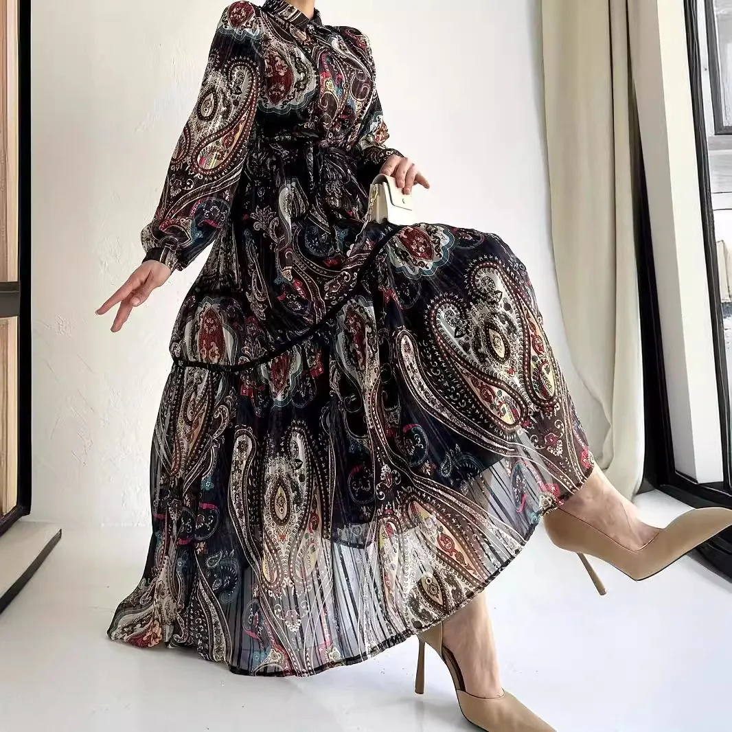 High Quality Traditional Muslim Abaya Dress Flower Casual Long Dress Muslim Islamic Luxury Abaya Dubai Muslim Dresses