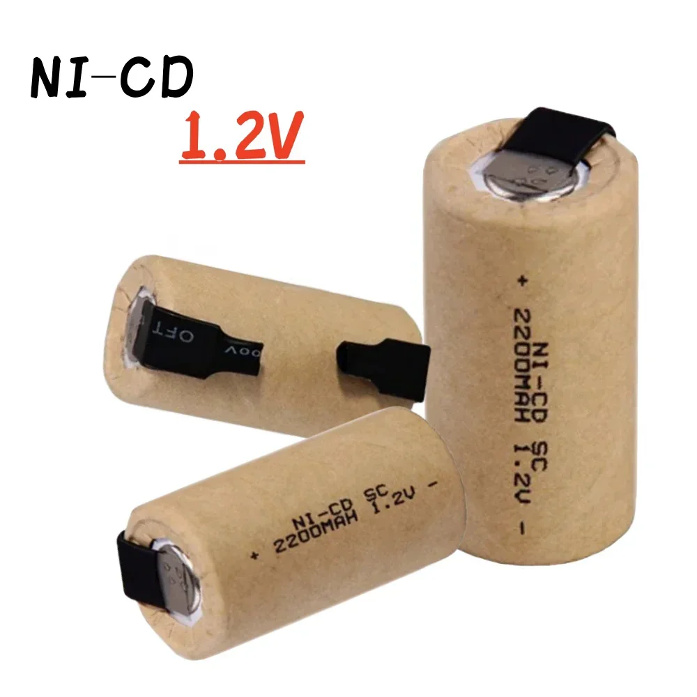 Screwdriver Electric Drill SC Batteries 1.2V 2200mAh Sub C Ni-Cd Rechargeable Battey With Tab Power Tool NiCd SUBC Cells