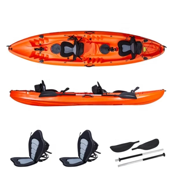 

2024 Double Person 2 Adult 1 Kid Three Seating 13.12 FT Fishing Kayak Sit On Top Plastic Boat With Accessory