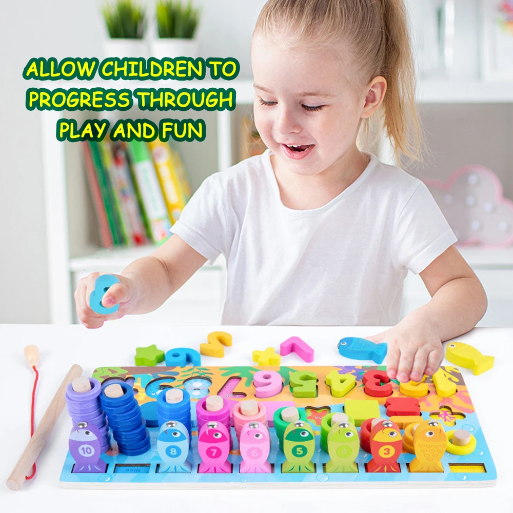 75 STKS Kinderen Wiskunde Speelgoed Vissen Nummer Leren Board Blok Vorm Bijpassende Montessori Educatief Speelgoed Voor Kinderen Beste Geschenken