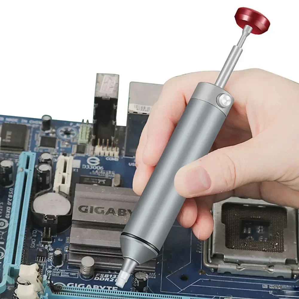 Solder Sucker No Clog Desoldering Pump Solder Removing with Replaceable Heat Resistan Silicone Sucking Nozzle Desoldering Pump