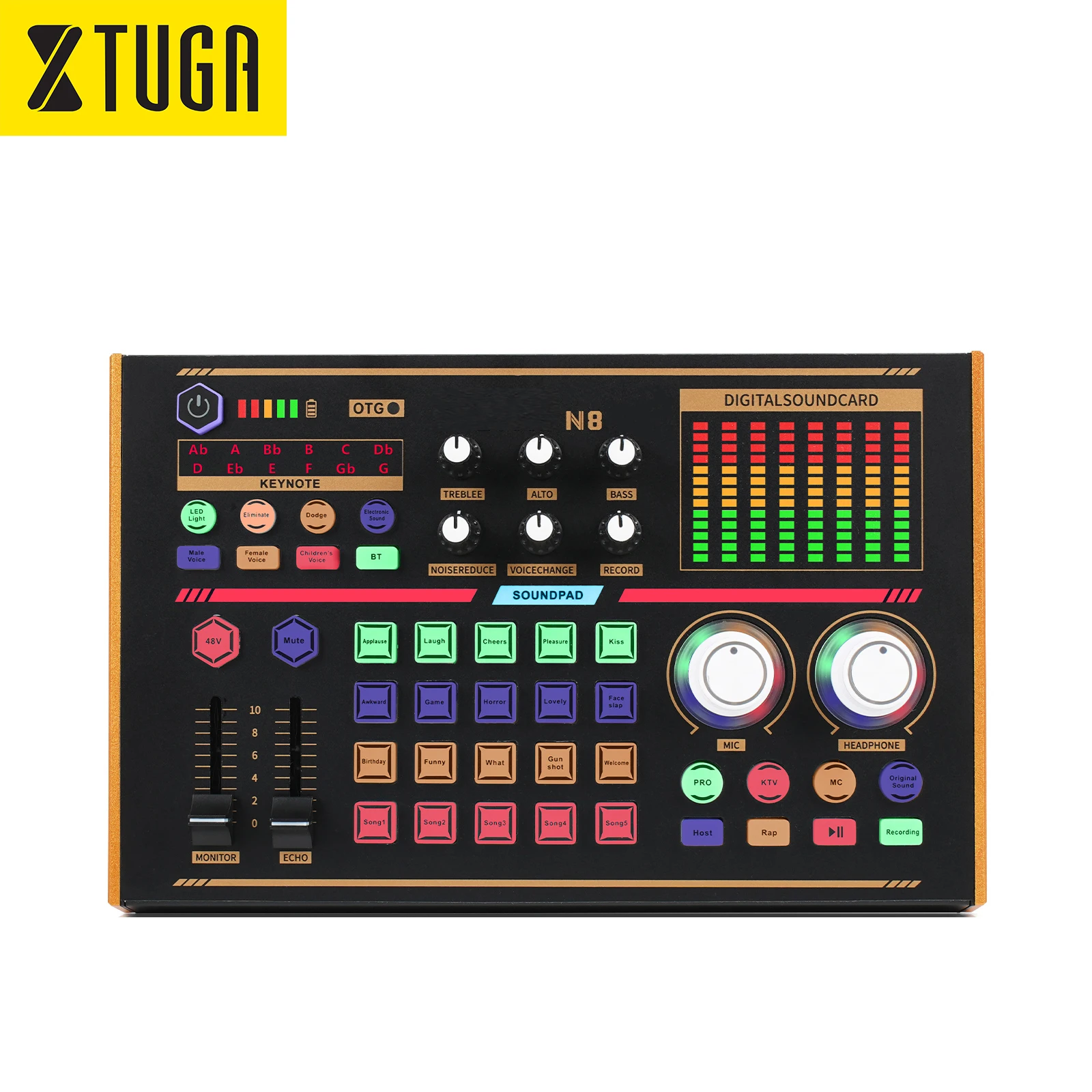 عشرة عناصر TLF Xtuga N8 48 فولت USB BT مجموعة ميكروفون حي لتسجيل الموسيقى o خلاط بطاقة الصوت مع وظيفة إلغاء الضوضاء لـ