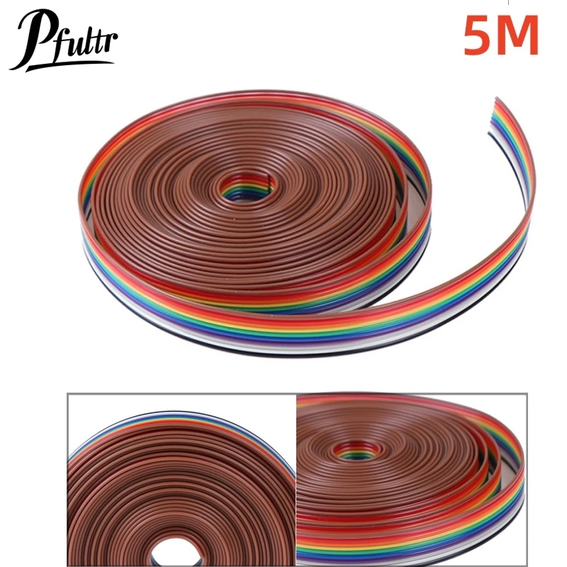 5meters/lot Ribbon Cable 10WAY Flat Color Rainbow Ribbon Cable Wire Rainbow Cable 10P Ribbon Cable