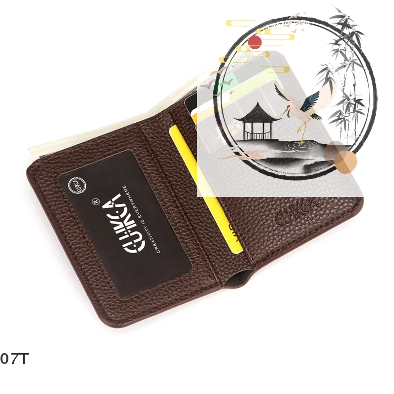 بو الجلود الرجال المحفظة رقيقة صغيرة حامل بطاقة الائتمان ليتشي نمط عملة المحفظة #1