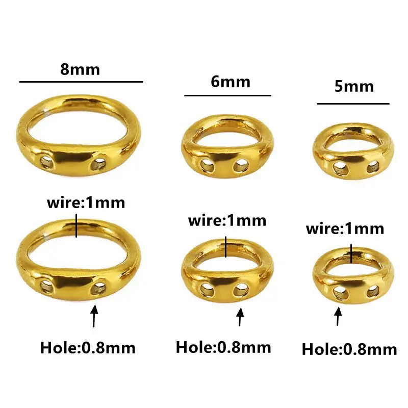 30pcs 5/6/8mm Stainless Steel Beading Supplies Necklace Clasps Double Hole End Connectors Hooks for DIY Jewelry Making Finding - view 2