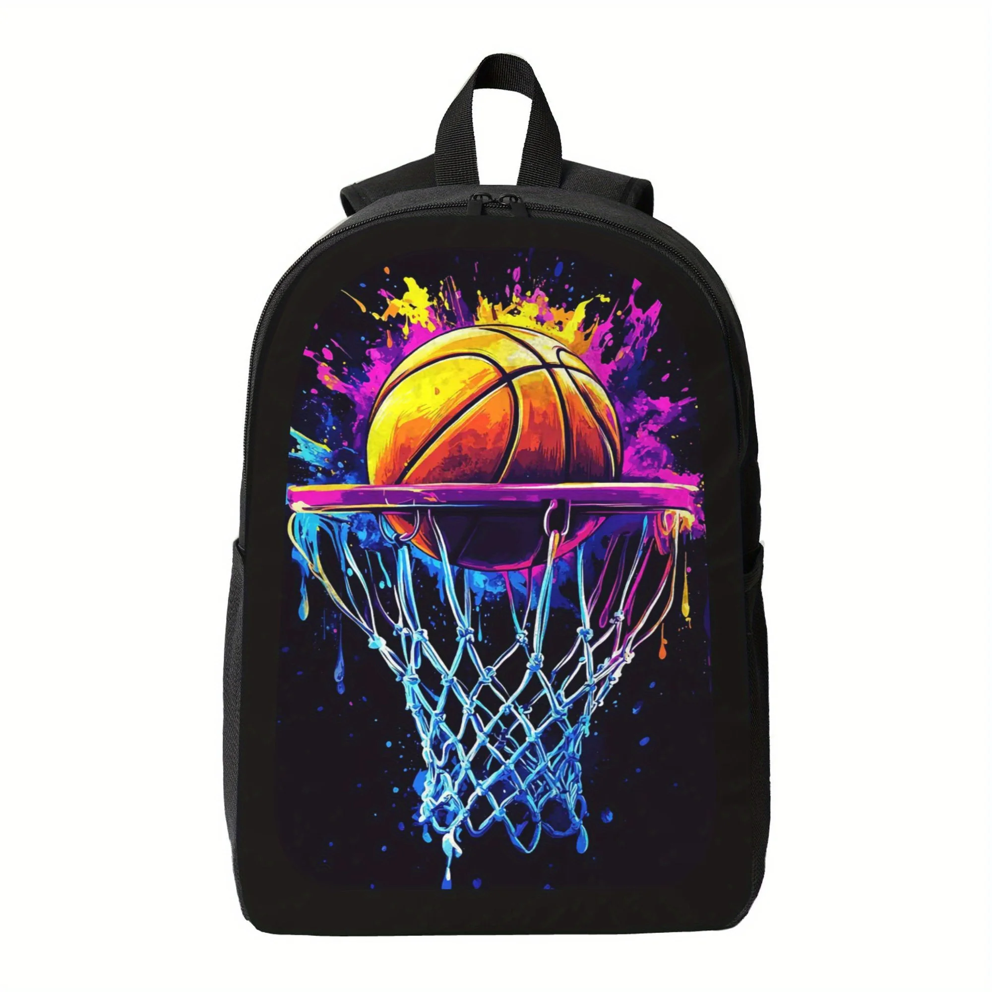

Basketball net with splash-double shoulder printed school bag, suitable for boys and girls, lightweight large capacity backpack