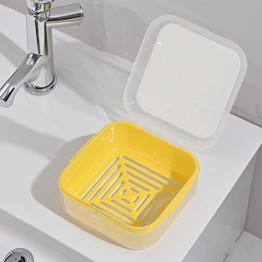 Portable Double-layer Travel Soap Box Drainable Design Leak-proof Soap Container Locking Clasp Sealed Soap Holder