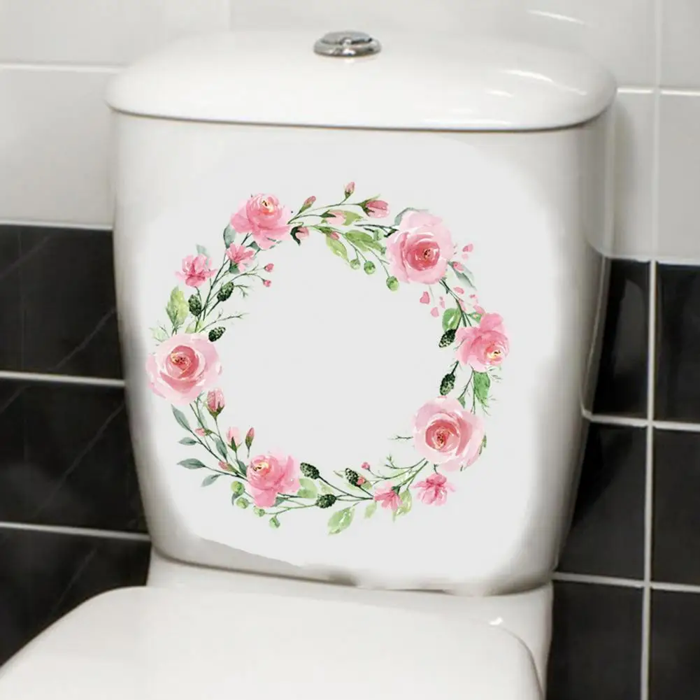 Room Wall Sticker Waterproof Color-drawing Flower Toilet Stickers Vibrant Pvc Decals for Room Bedroom Bathroom Wall Art Flower