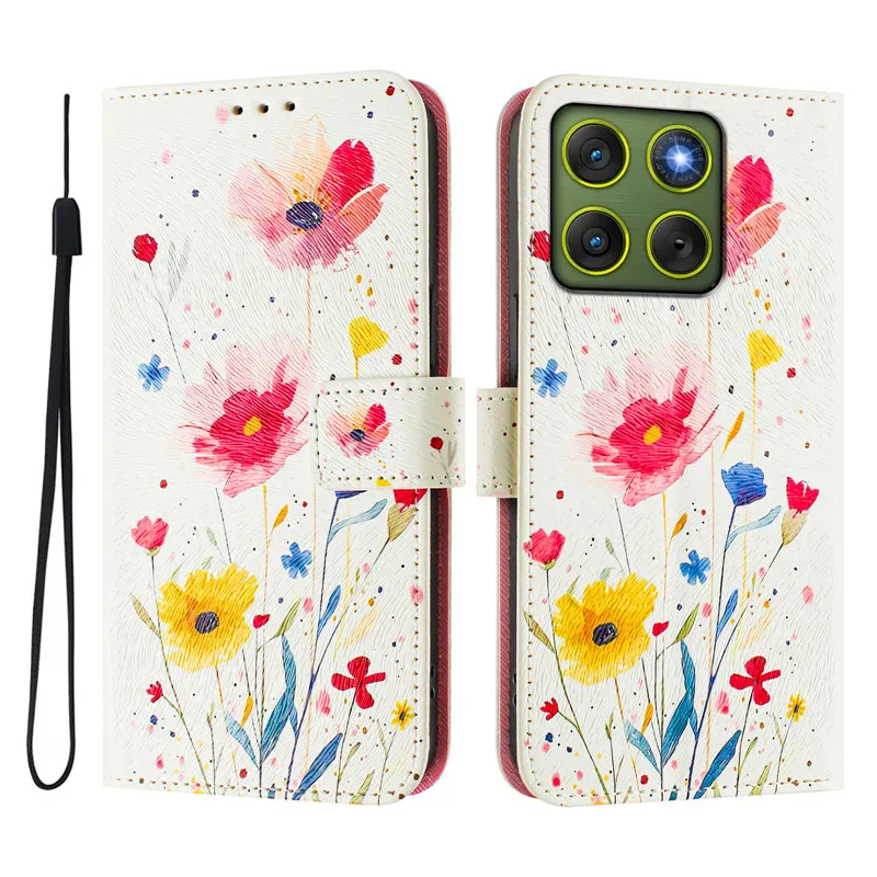 حافظة جلدية بتصميم زهرة ريترو لهاتف موتورولا موتو إيدج 70X70 Air 5G Edge70 غطاء مغناطيسي قابل للطي حقائب هاتف جميلة #3