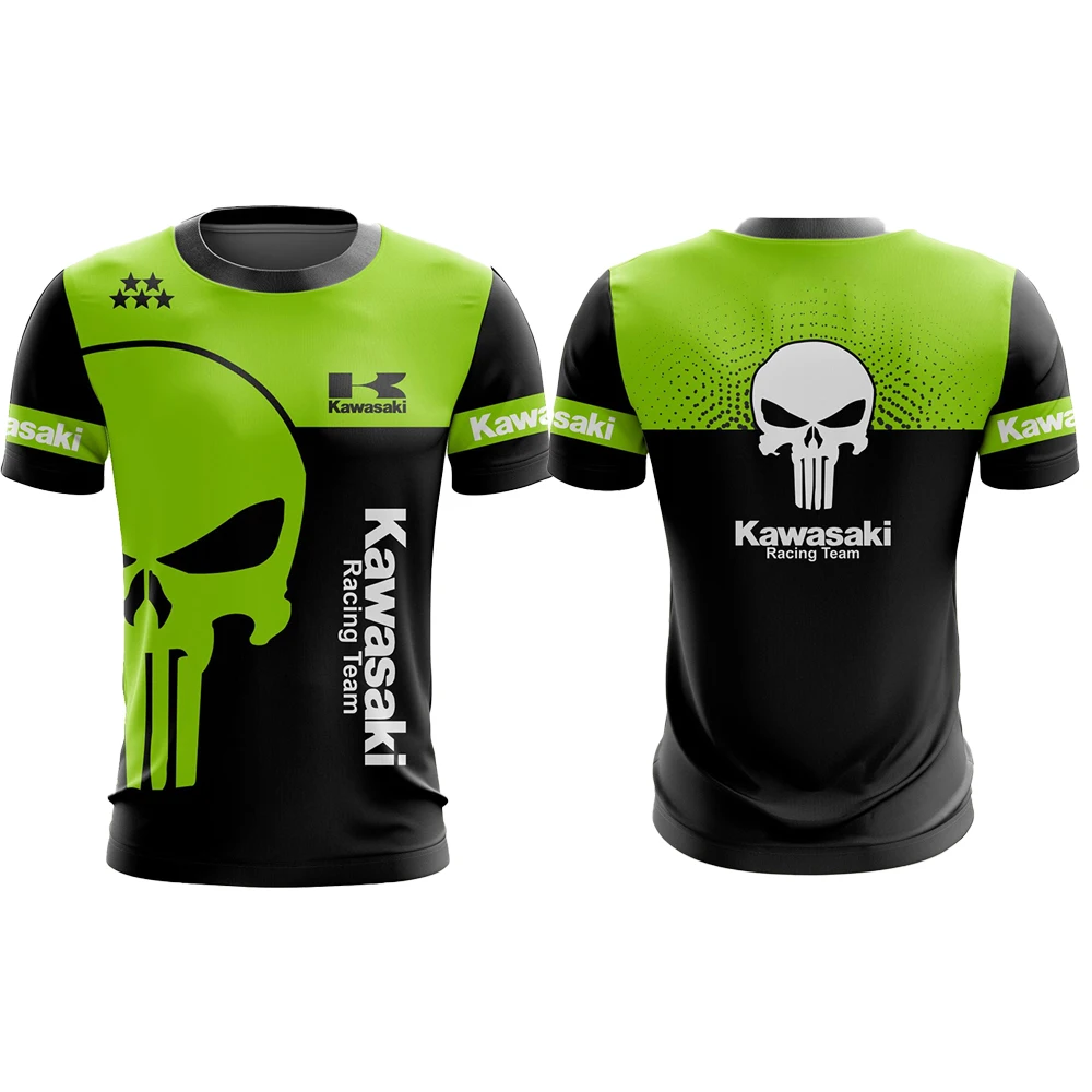 

2026 Kawasaki Racing Team Summer Casual Fashion T-Shirt Men's And Women's Oversized Breathable Quick Drying Retro Sports Shirt