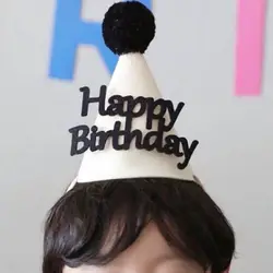 Creative Happy Birthday Hat Cute Bowknot Cone Headband Cap DIY Handmade Party Decor Photo Prop For Adult Kids Cake ornament