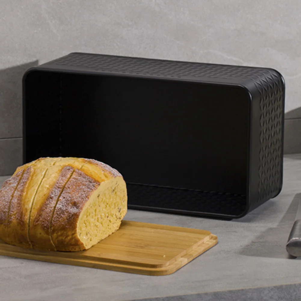 Elegant Rustic Bread Storage Solution for the For Kitchen Featuring a Cutting Board Top to Slice Bread Effortlessly