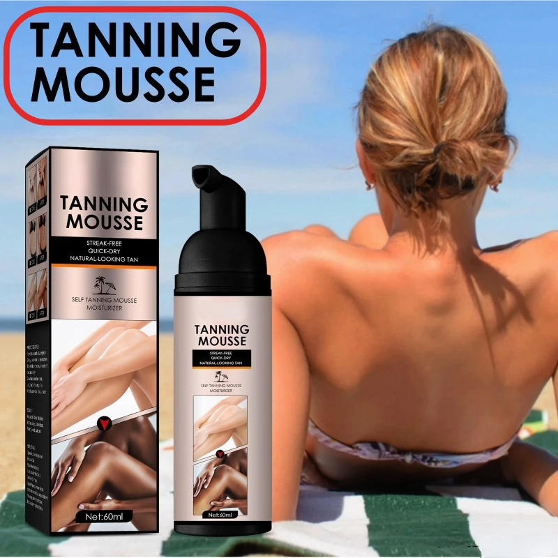 Self Care Bronzer Tanning Brown Mousse Women Summer Beach Skin Hydrating Moisturizing Body Tanning Lotion Tanning Cream Drops