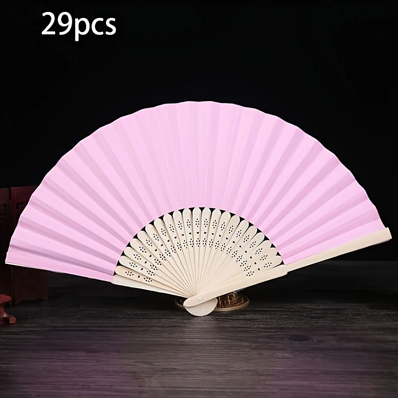29pcs Party gifts and fans, handheld paper fans, bamboo folding fans, for wedding gifts, parties, families, brides