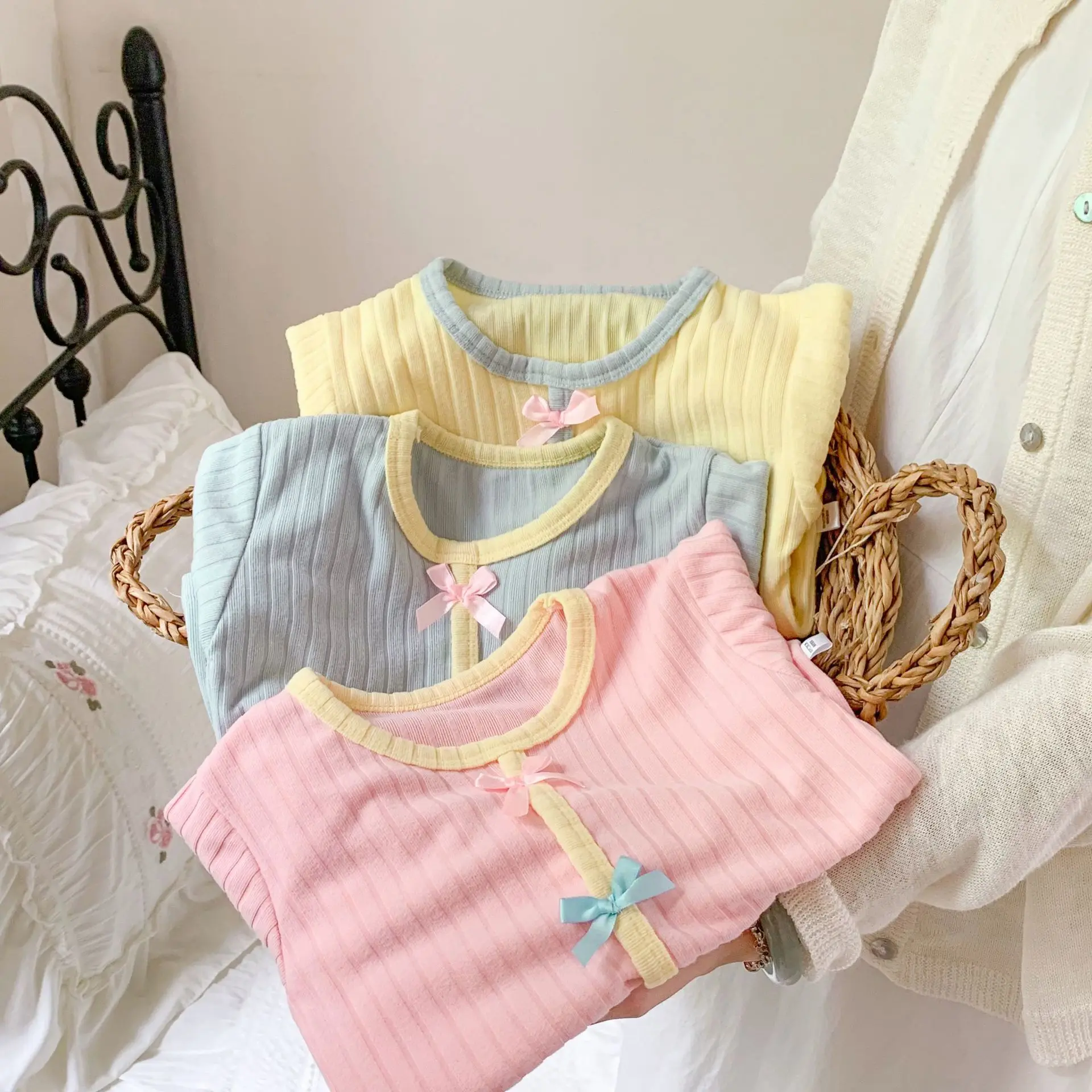 Neues Baby Frühling Herbst Schmetterling Lässiges Oberteil mit Schleife für Mädchen, Strickshirt, Weiche Bequeme Campus-Freizeitkleidung für Kinder – Detail 2