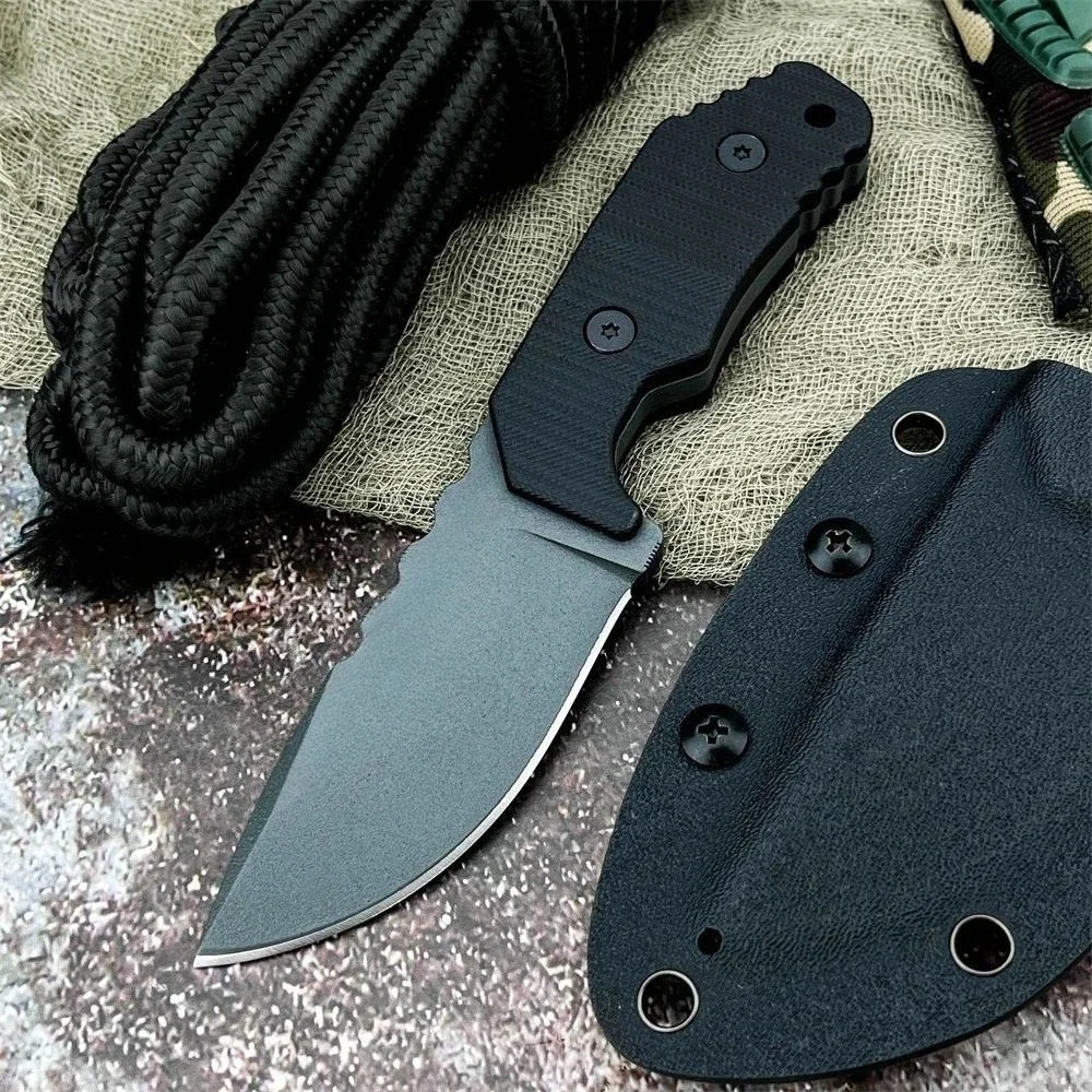 

Тактический мини-нож с фиксированным клинком из стали D2, черная рукоять G10, с ножнами, для активного отдыха, кемпинга, охоты, компактный карманный нож