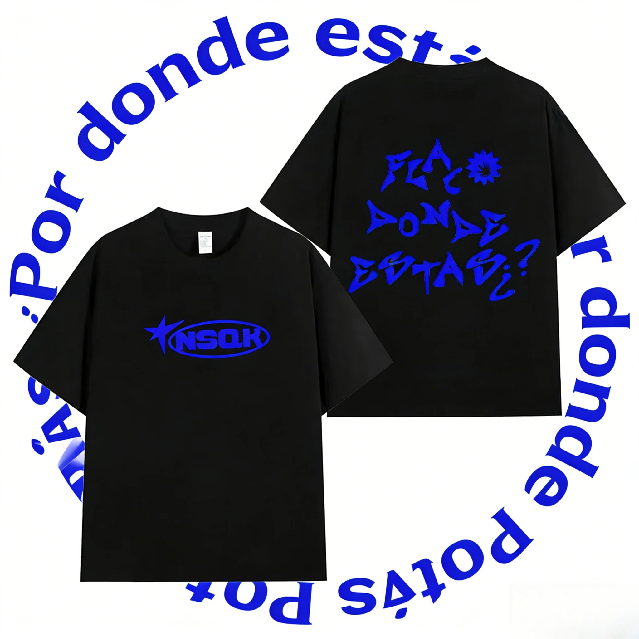 

Rap Singer NSQK ATP RIPPETE Tour Album Men's Fashion Trend 2025-26 Summer Pure Cotton 100% Printed Loose Casual T-shirt