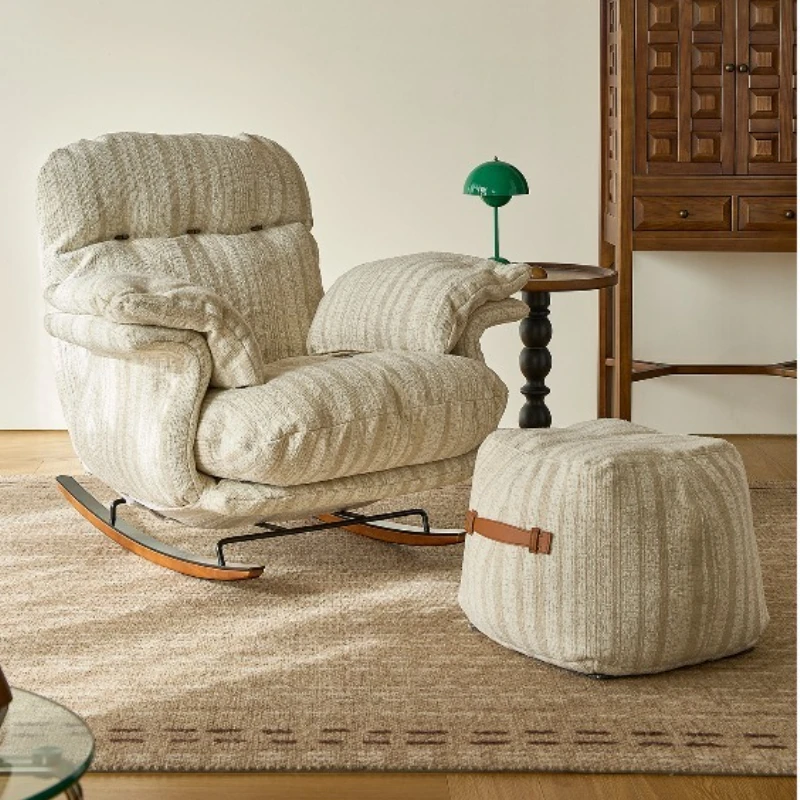 

Rocking chair/cream antique cotton and linen single rocking chair