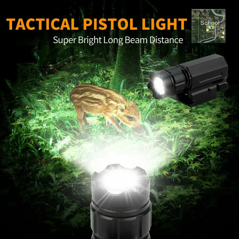 3 Mode Outdoors Zoomable Weaver Picatinny Mount Gun Tactical Flashlight Hunting Torch Light