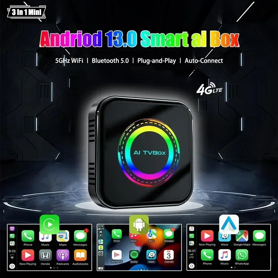 

Android 13 Ai TV Box QCM 6125 8 Core 8+128GB CarPlay & Android Auto 3in1 Multimedia Adapter Built-in Netfilx Youtube Google Play