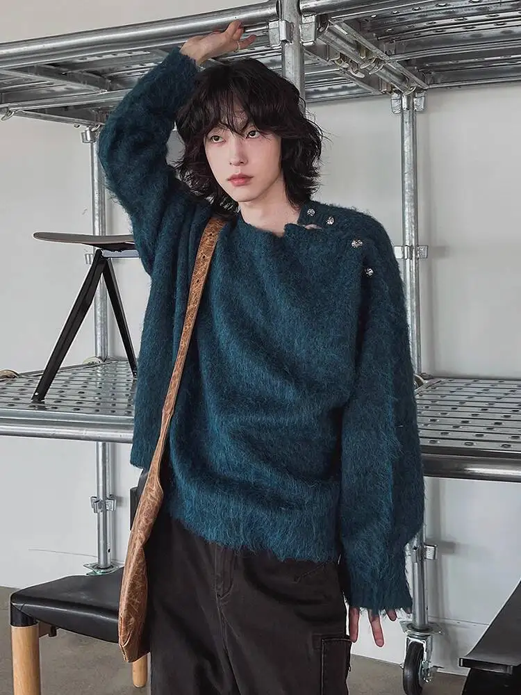 

SYUHGFA Korean Style Men's Soft Pullovers Solid Color Round Neck Casual Menswear Knitting Loose All-match Male Tops Winter 2025