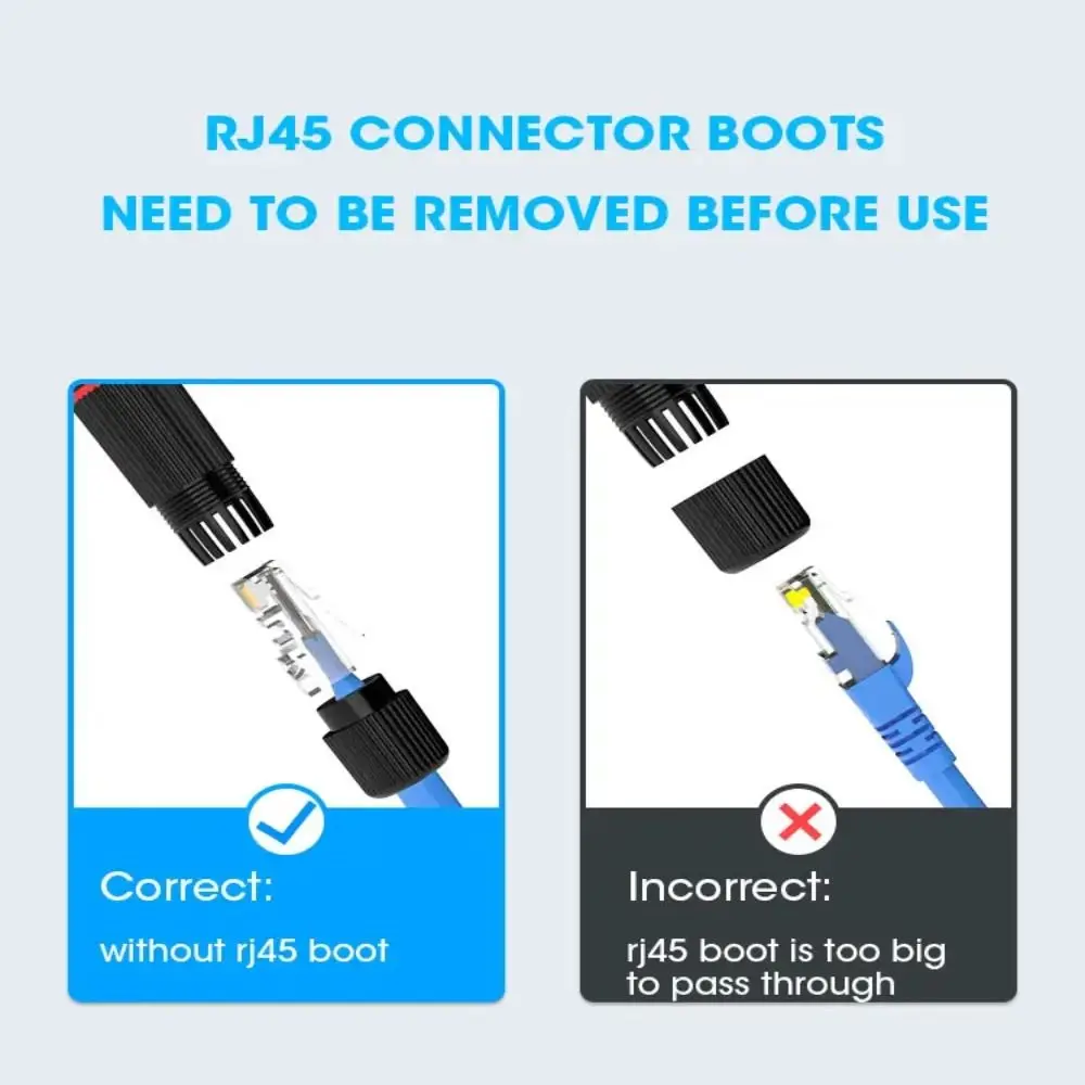 Waterproof Network Extender Lan acoplador, fêmea para fêmea cabeça dupla, LAN Splitter, transferência adaptador de cabeça, ABS, CAT5, CAT6