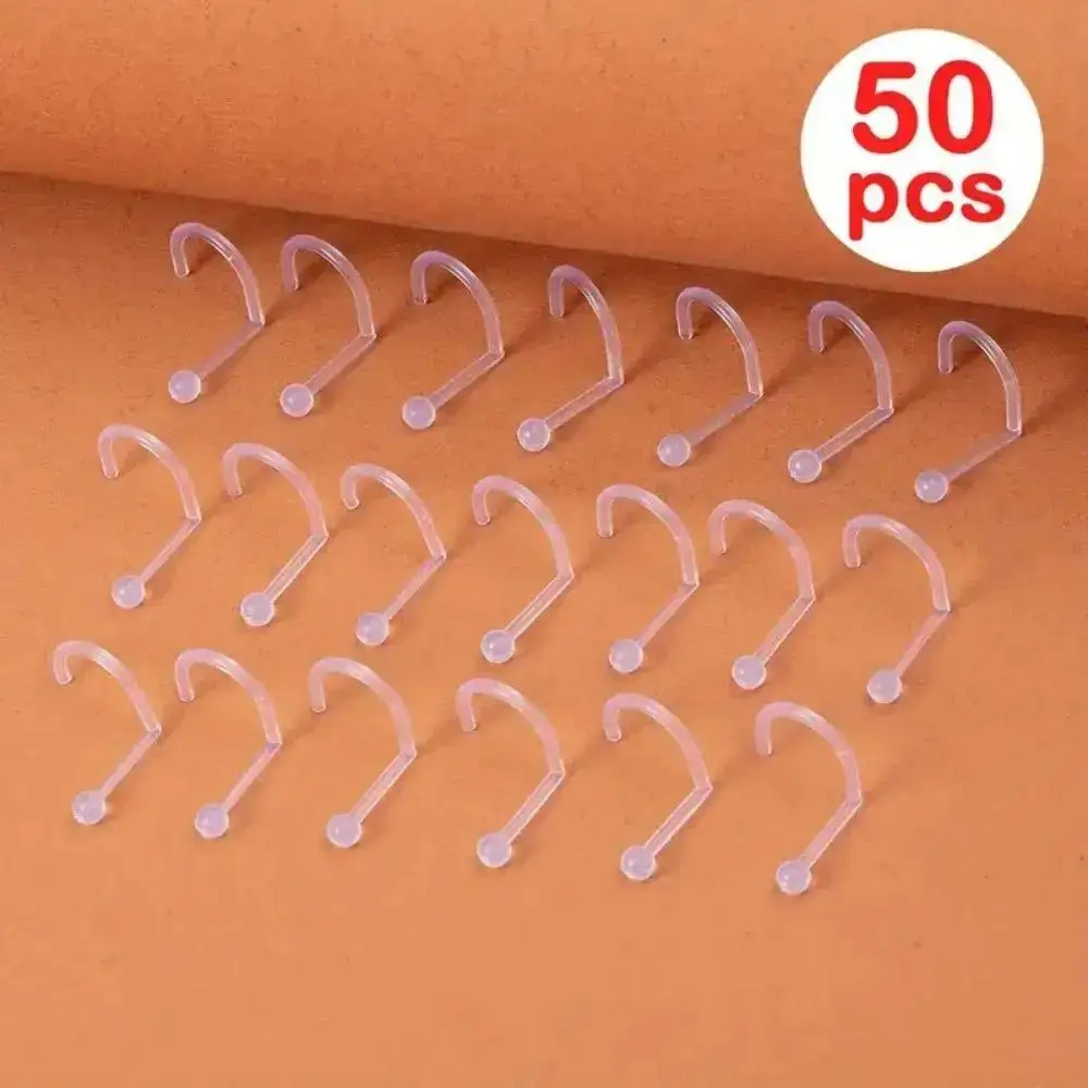 10-100 Uds. Anillos de acrílico transparente para la nariz, Piercing transparente para la nariz, pendiente, tornillo, barra Invisible para fosas nasales para mujeres y hombres, retenedor Bod