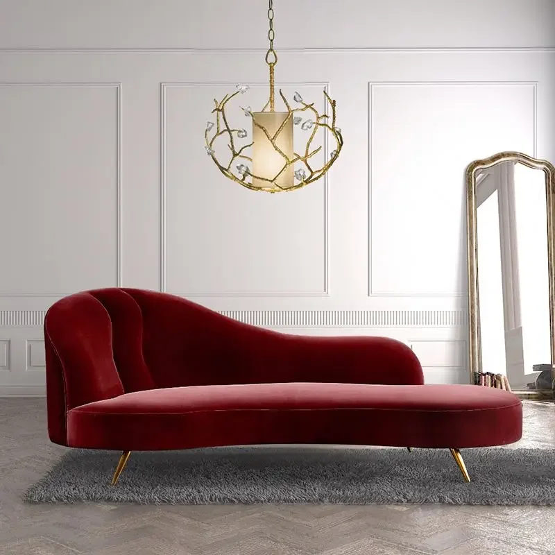 

For Modern New Style Metal Legs Seats Velvet Sofa Set Light Luxury Princess Chair Living Room Bedroom Leisure Chair Lazy Sofa