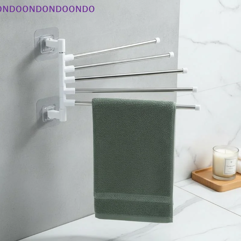 No Drill Rotating Towel Bar Wall Mounted Anti Slip 5kg Max Load Drying Holder for Bathroom Laundry Room Use