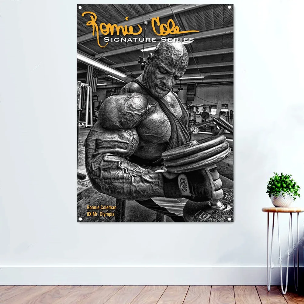 

Dumbbell Training Fitness Workout Wall Art Posters Tapestry Big Muscular Man Bodybuilding Banner Flag Gym Wall Decor Painting