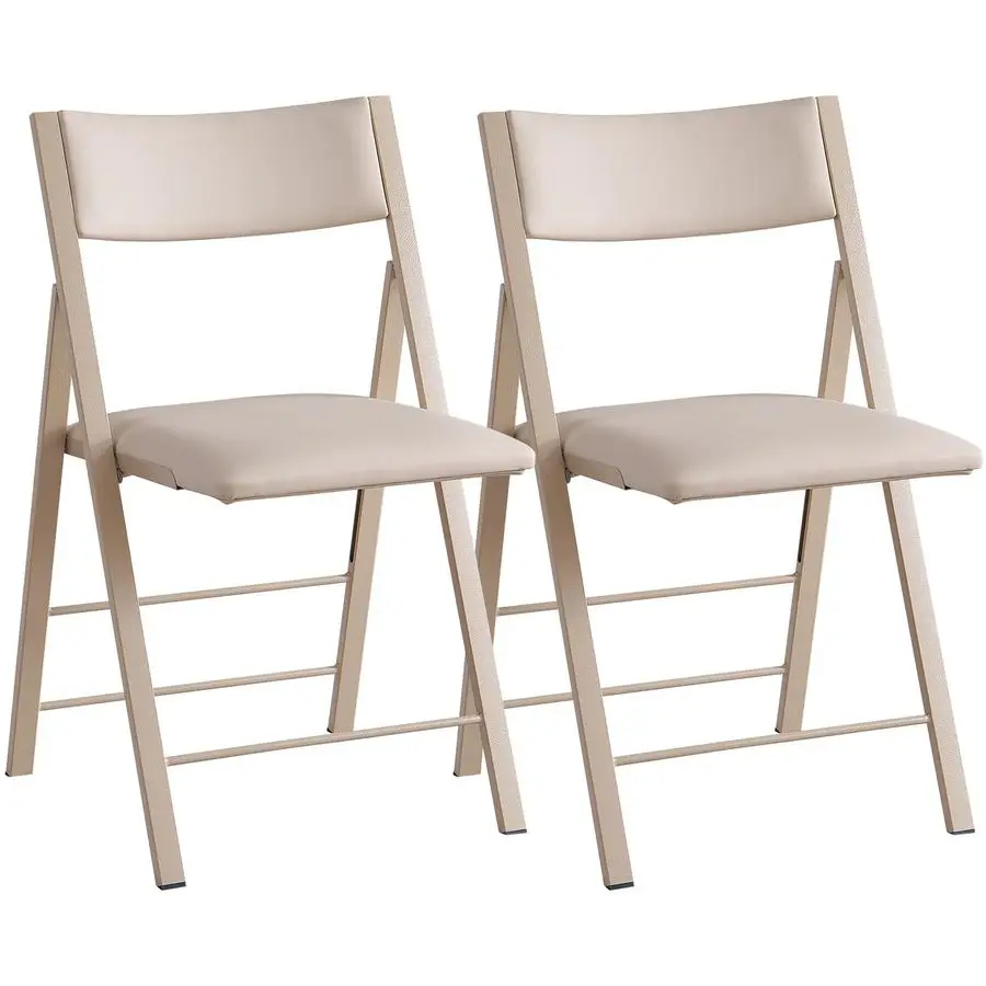 

Chairs with Cushion 2 Pack Heavy Duty Steel Frame Foldable Dining Chairs, Waterproof Leather Indoor Outdoor Comfortable Folding